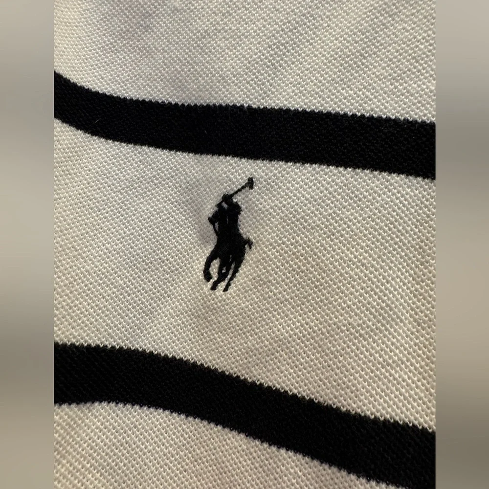 Ralph Lauren White Polo Shirt with Black Stripes L